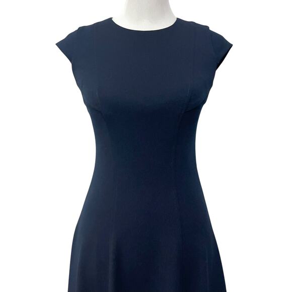 Tommy Hilfiger Dress Navy Blue Midi Fit & Flare Short Sleeve Stretch Womens Sz 2 - Picture 2 of 10